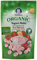 任6包邮美国Gerber嘉宝有机草莓覆盆子红莓酸奶溶豆 宝宝零食28g