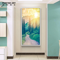 玄关装饰画过道走廊壁画客厅卧室挂画现代简约单幅竖版墙画风景画