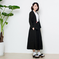 原创日式和风改良汉服和服复古针织套装薄毛衣开衫中长半裙两件套