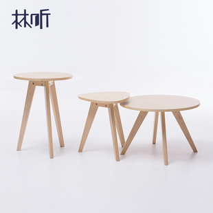 实木茶几简约现代小户型沙发边几角几桌创意边桌休闲客厅圆形桌子