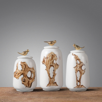 现代新中式陶瓷罐子花器摆设样板房客厅酒柜家居软装饰品礼品摆件