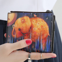 KQueenStar新款日韩女士短款印花时尚迷你钱包女 学生钱夹皮夹子
