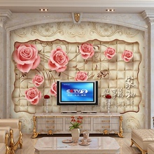 3D立体凹凸欧式电视背景墙画壁纸客厅卧室无纺布墙纸壁画玫瑰花