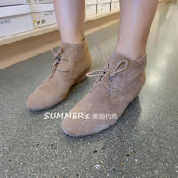【SummerXu】美国代购 直邮 Nine West玖熙 绒面坡跟内增高短靴