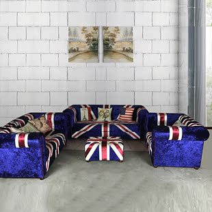 包邮小户型沙发美式沙发欧式米字旗沙发拼布彩色个性组合沙发