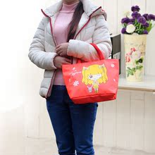 日韩卡通手提包韩版防水花布包手拎包休闲手提购物袋中老年买菜包
