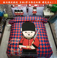 全棉泰迪熊三四件套卡通儿童英伦风1.8m床单纯棉被套春夏床上用品
