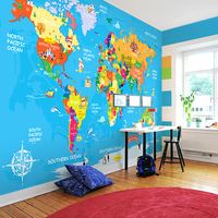 童话空间大型壁画墙纸 儿童房背景卧室客厅环保卡通壁纸 世界地图
