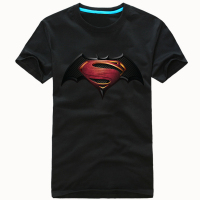 夏季短袖蝙蝠侠大战超人T恤男加肥加大宽松t恤纯棉圆领潮流个性