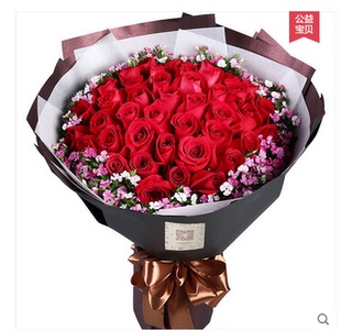 上海鲜花速递99朵红白粉香槟玫瑰七夕节预定送花生日礼物无锡花店