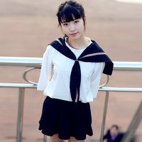 日本女学生装水手服夏JK制服校服班服日系短袖英伦海军风COS套装