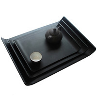 日式塑料长方形托盘水杯茶盘酒店防滑水果盘黑色木纹高档家用托盘