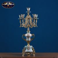 欧式纯铜蜡烛台创意复古香薰烛台美式奢华六头陶瓷烛台摆件单只