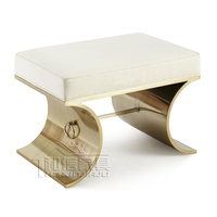 奢华不锈钢换鞋凳小皮凳子现代简约创意沙发凳脚踏梳妆凳定制家具