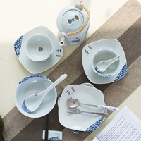 景德镇陶瓷餐具 出口韩式单人套装学生创意中式家用碗盘碗筷组合