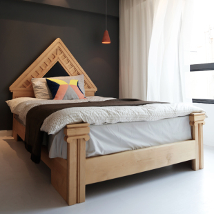 xiangcasa设计师原创北欧风格实用单人双人原木床/无现货需预定
