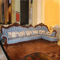 酒店橡木实木组合新古典沙发欧式转角沙发美式真皮沙发sf