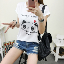 【天天特价】夏季新款韩版卡通印花宽松百搭圆领白色短袖T恤女潮