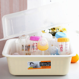 出口日本婴幼儿餐具箱宝宝奶瓶干燥架收纳箱儿童碗筷架食品储存盒