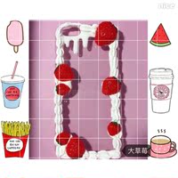 原创草莓奶油手机壳iPhone6s6p软全包vivox6 OPPOr7plusr9包邮