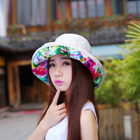 帽子女夏天防紫外线双面两用防晒遮阳帽女可折叠韩版太阳帽沙滩帽