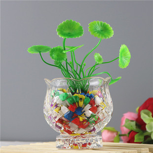 朴简杂货迷你创意小清新圆形玻璃透明花瓶水培桌面绿萝花器装饰品