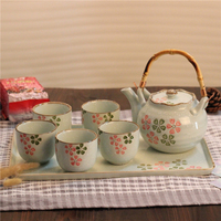 热卖 和风茶壶整套茶具日式茶盘 樱花茶壶 带过滤网 提梁壶 套装