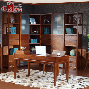 正品东南亚风格书房立柜家具 实木组合书柜 大储物柜置物架书架