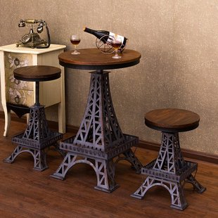 欧式浪漫埃菲尔2人咖啡桌椅组合阳台休闲桌椅铁艺接待洽谈小圆桌