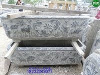 天然旧石头鱼缸流水老石槽洗手盆石雕庭院装饰摆件水槽汉白玉石盆