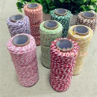 50米/卷彩色棉绳手工DIY双色棉线烘培礼品礼物装饰线包装捆扎线绳