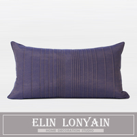 现代简约仿真丝纯紫色条纹靠垫/抱枕套床头会所家居沙发品质搭配