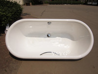 嵌入式铸铁搪瓷圆弧形浴缸1.5米-1.8米椭圆酒店工程陶瓷镶嵌浴盆