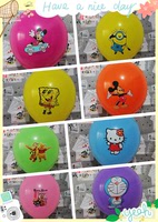 大号12寸圆形彩色卡通印花气球 儿童玩具装饰乳胶气球包邮