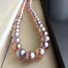 天然太湖淡水珍珠项链 混彩 圆 微瑕 9-10mm
