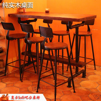 美式loft铁艺吧台桌家用咖啡厅酒吧桌椅组合复古做旧餐桌高脚桌