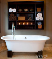 室内外独立铸铁1.8米椭圆单人搪瓷浴盆SPA铸铁贵妃浴缸带实木支架