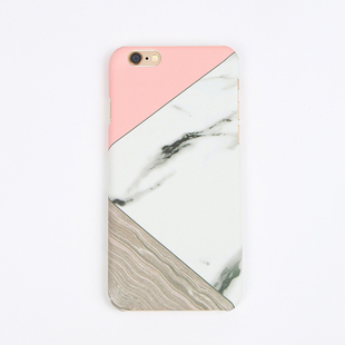 新款粉裸色大理石纹索尼Z3/Z4手机壳iPhone6 Plus5S光面半包硬壳