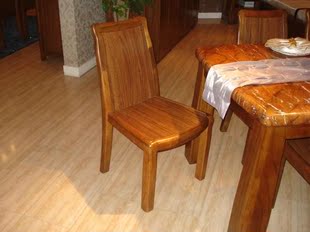 现代中式餐厅组合家具A木面餐椅 大气乌金楠木实木椅子学习椅