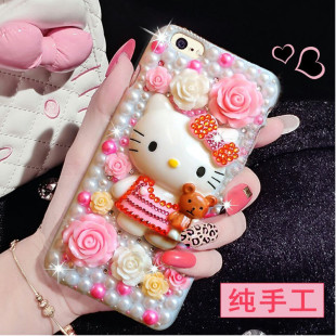 hello kitty猫苹果4手机壳4s iphone 5c保护壳套卡通水钻女款奢华