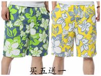 夏季男士纯棉沙滩裤 格子短裤男 宽松五分裤大裤衩 居家休闲裤男
