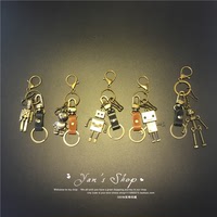 韩国卡通小熊复古钥匙链创意礼物机器人汽车钥匙扣男女包包扣腰扣