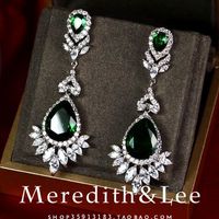 Meredith&Lee 巴洛克宫廷复古祖母绿气质优雅晚宴礼服锆石耳环