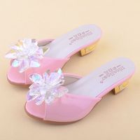 女童高跟拖鞋2017夏季新款儿童玻璃凉鞋韩版公主鞋小女孩水晶拖鞋