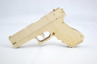 皮筋枪  8连发反吹木质皮筋枪 第十二款皮筋枪 格洛克17拼装模型