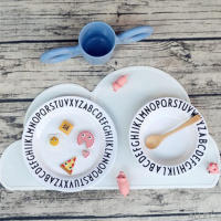 北欧创意儿童字母餐盘宝宝碗防摔盘儿童辅食碗早餐盘蛋糕餐具碗盘