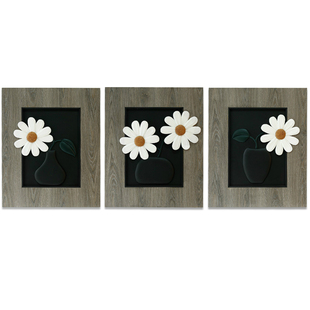 Snnei新中式组合三联立体浮雕花客厅卧室无框壁饰品手工艺术皮画