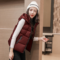 冬季马甲女短款韩版2017新款无袖外套上衣连帽修身女装马夹坎肩