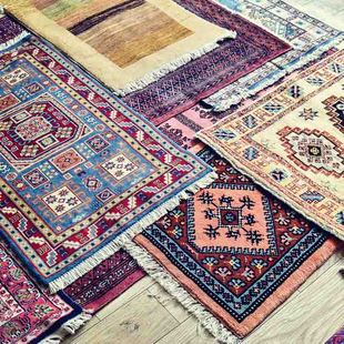 ANGOLINO 巴基斯坦100%羊毛手工小垫门垫门毯小尺寸块毯装饰毯