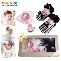 YOKI儿童发饰品宝宝发带婴儿袜子可爱发夹三件套礼盒装1-3岁包邮